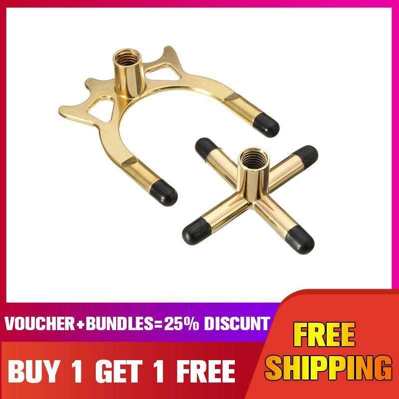 2x Brass Cross & Spider Holder Rests For Pool Snooker Billiards Table Stick
