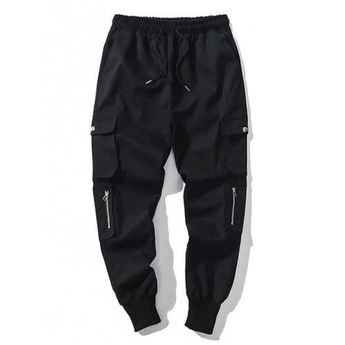 Cargo Combat Zipped Trousers - Black