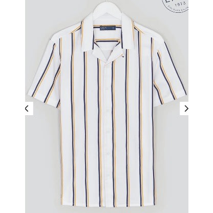Striped Printed Button Down Collar Shirt - White