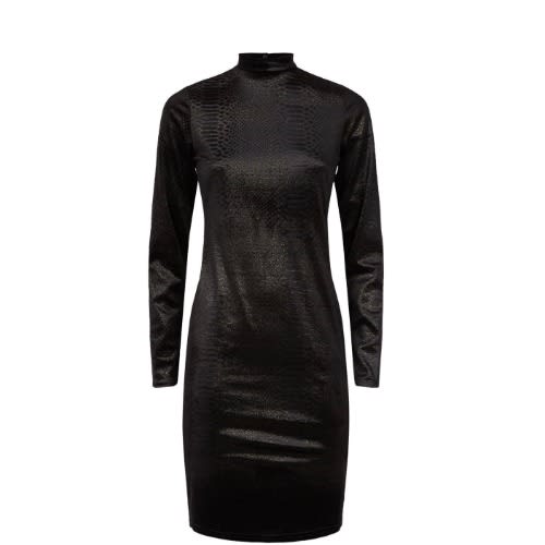 High Neck Velvet Faux Dress - Black
