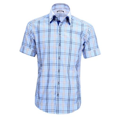 Men's Double Collar Short Sleeve Shirt - Multicolor- Msht-4135
