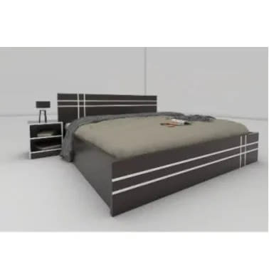 Stripe Bed Frame With Night Stand