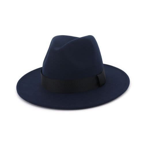 Men Fedora Hat - Navy Blue