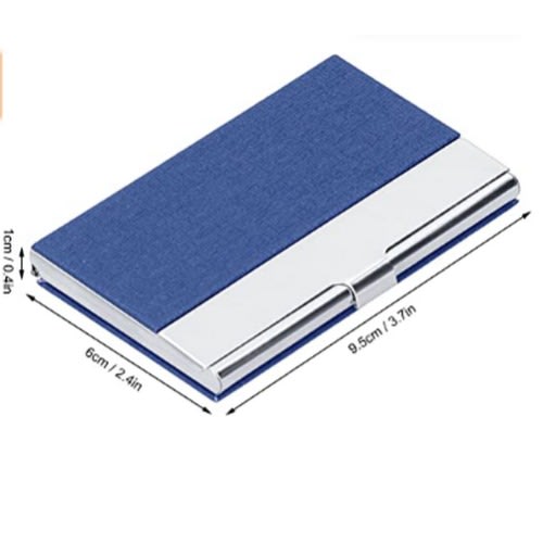 Aluminum Pu Leather Card Holder - Blue & Silver