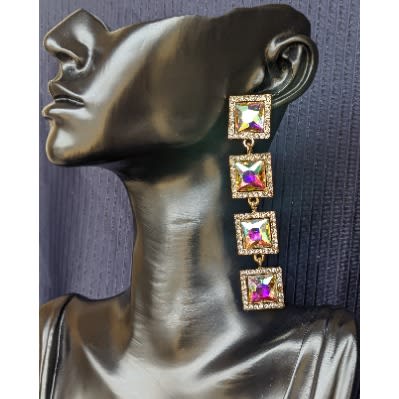 Crystal Square Drop Earring
