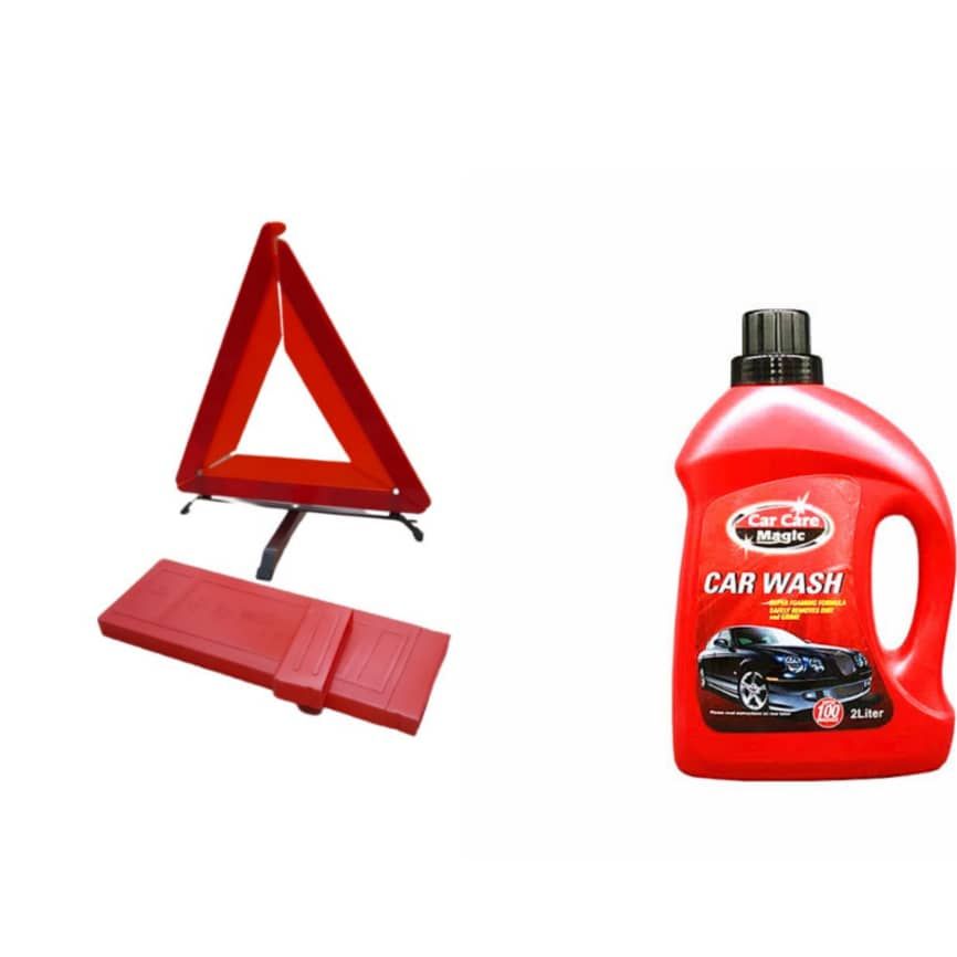 Car Wash + Caution Triangle