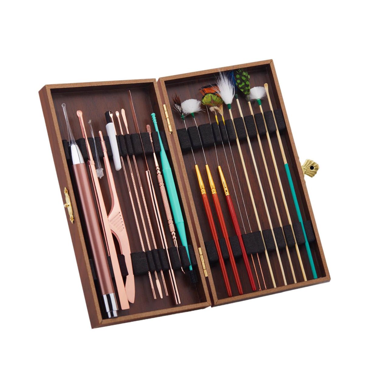 20pcs/set Ear Cleaner Kits Stainless Steel Earpick Wax Remover Luminous Ear Pick Curette Goose Feather Ear Pick Ear Cleaner Spoon Spiral Ear Clean Tool