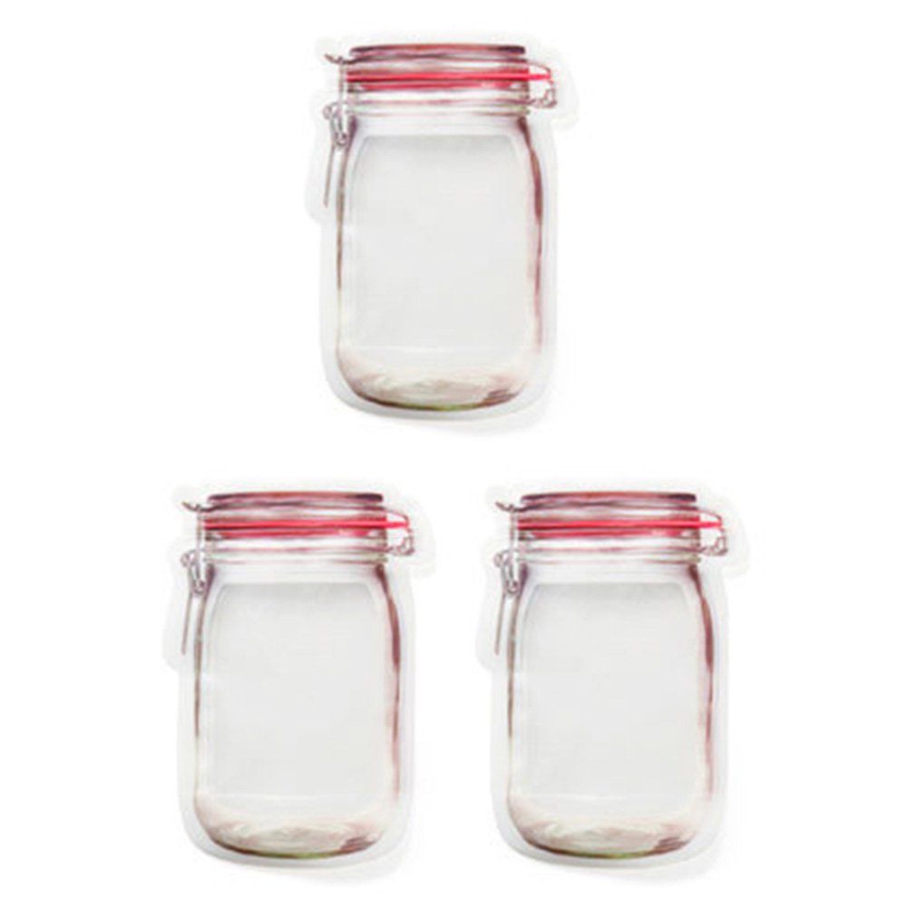 Mason Bottle Transparent Ziplock Preservation Seal Pocket Travel Sea   Bag Red