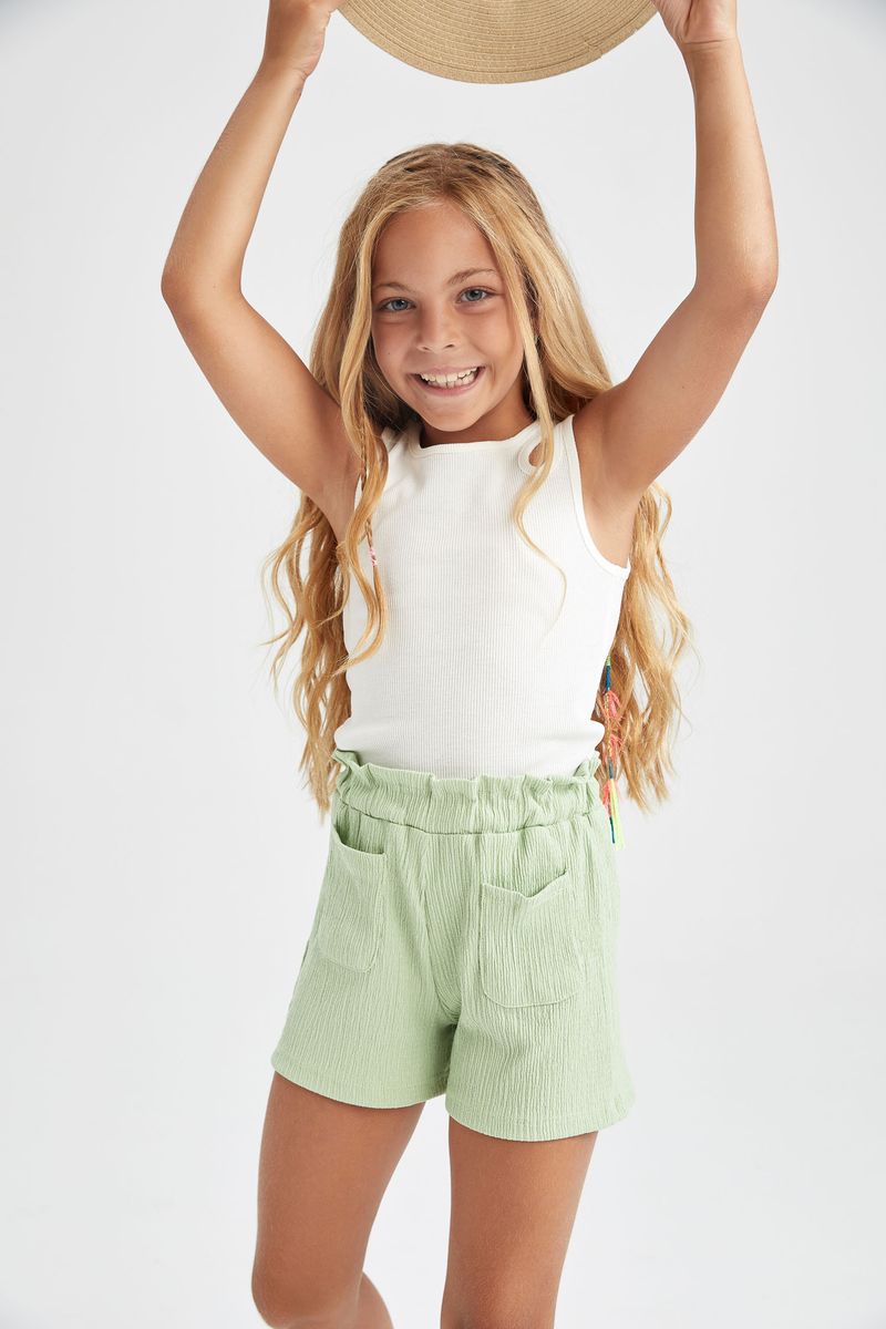 Girl - Short Knitted Bottom Short - Green