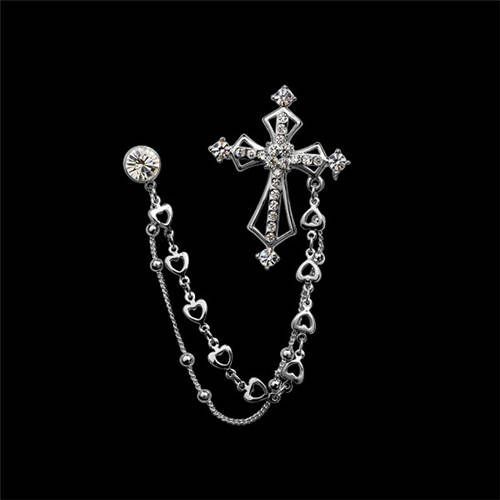 New Unisex Brooch Pin With Rhinestones-Silver