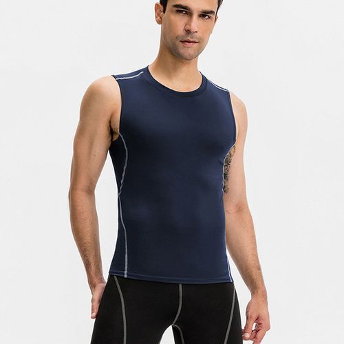 Men's Sports Tank Tops,Running Gym Yoga Sports Tight Sports Vest（Navy Blue）