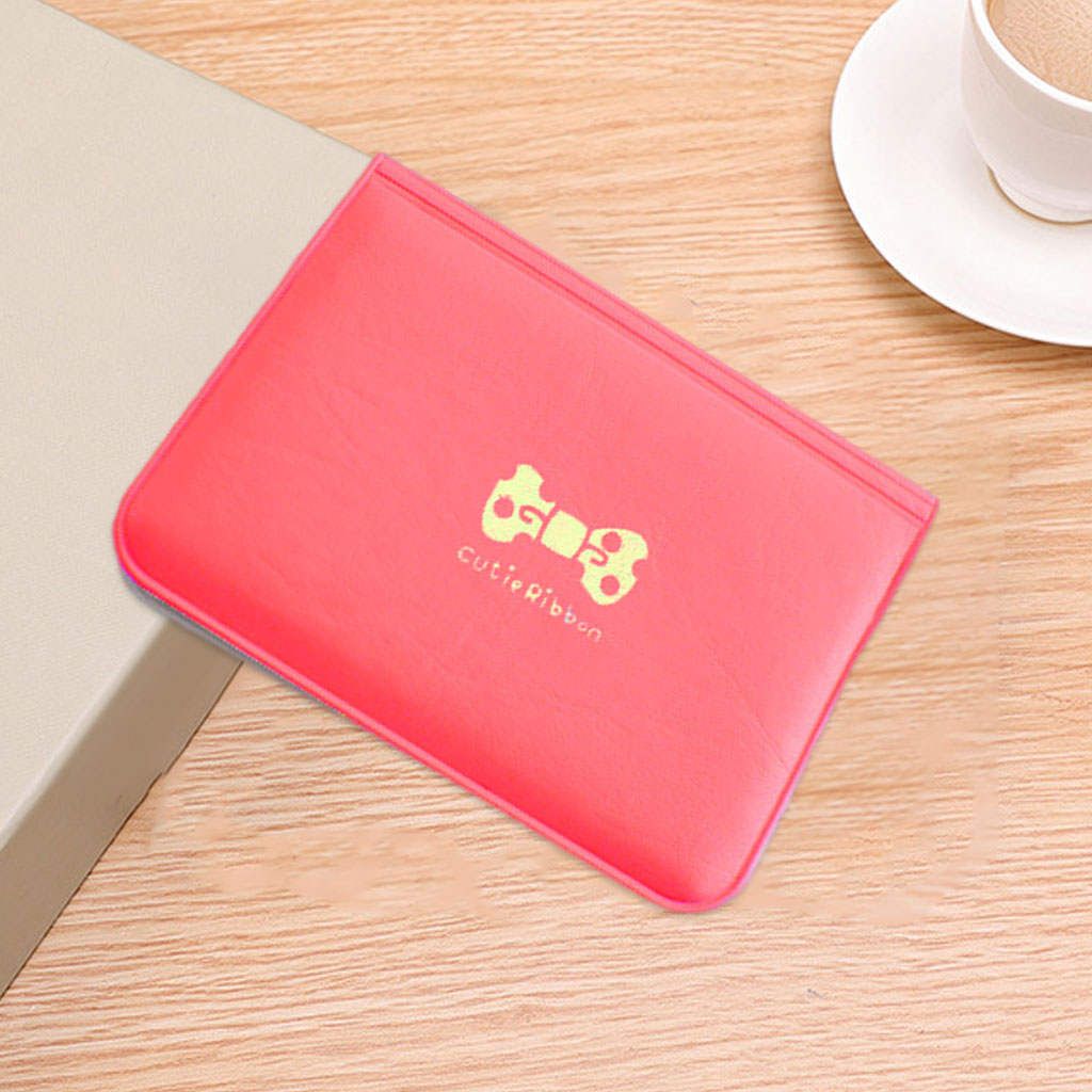 Men Women Credit Card Holder Slim Leather Wallet, Red