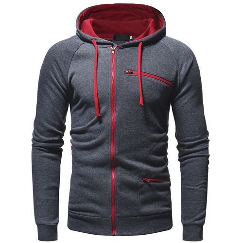 Men's Winter Thick Zipper Hoodie - Grey