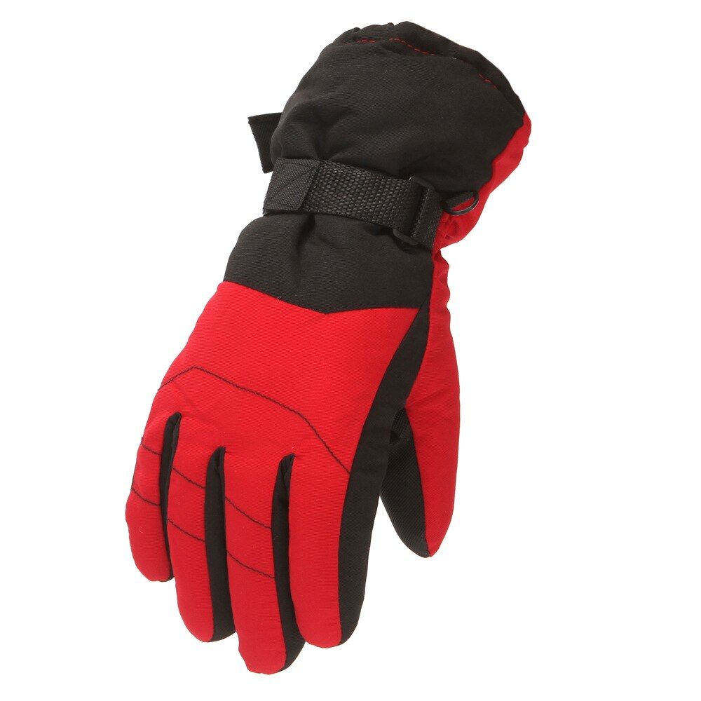 (red)New Children's Soft Sports Gloves Warm Ski Riding Teens Gloves Winter Windproof Waterproof Girls Boys Gloves For 6-14 Years Old