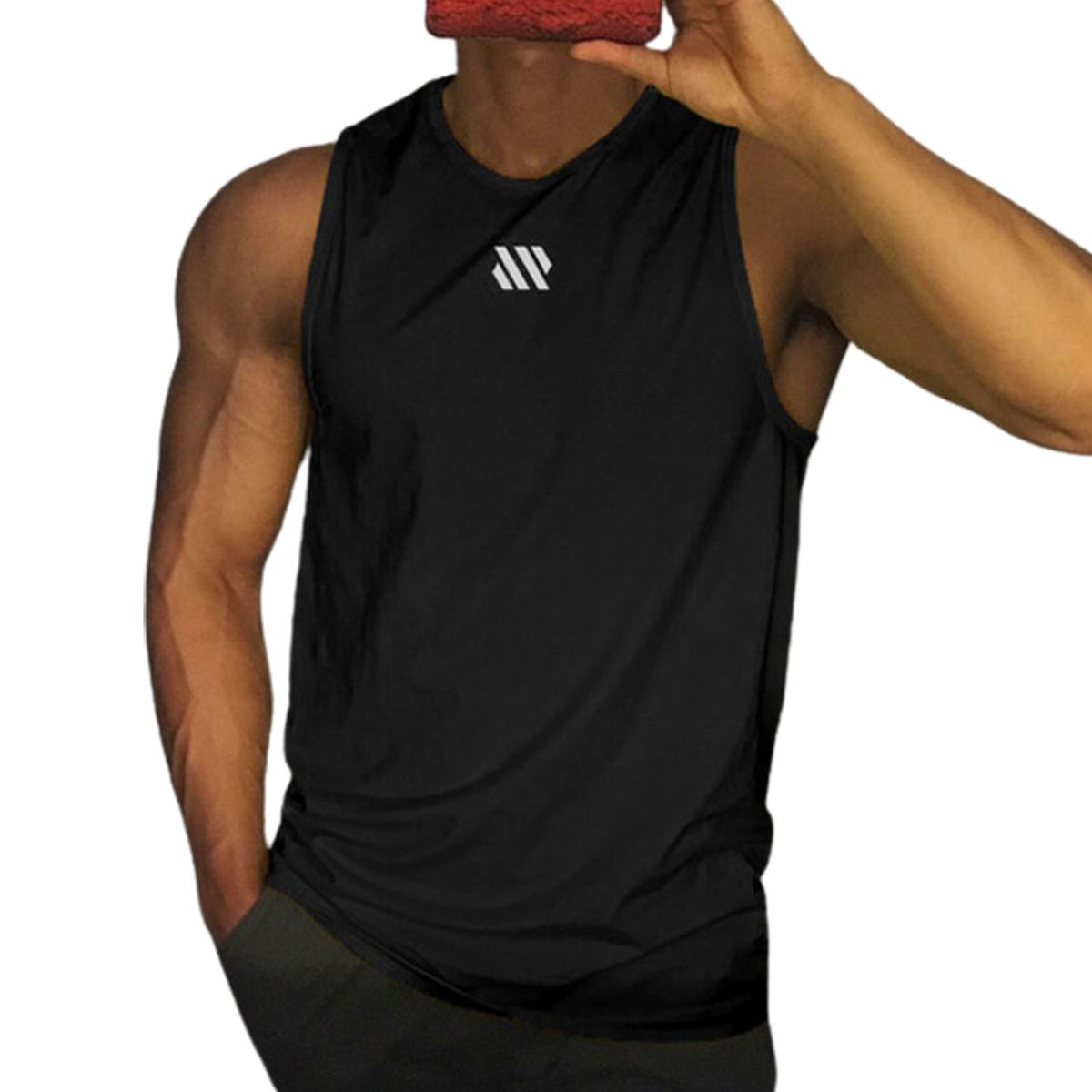 Workout Vest Sleeveless Breathable Polyester-Black