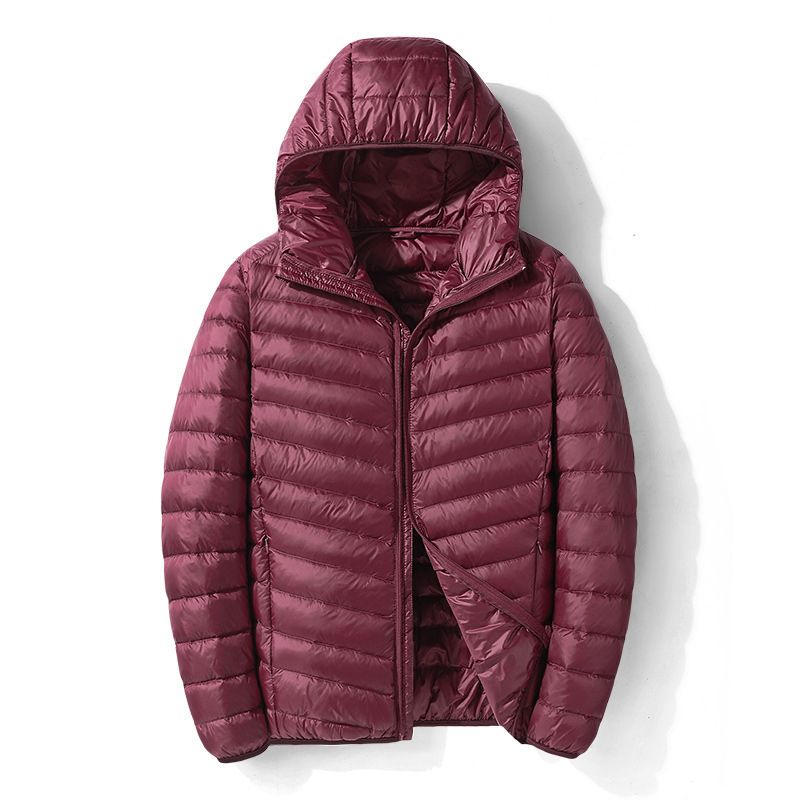 Hooded Down Jacket Ultralight Camping Trekking Hiking Waterproof - Wine