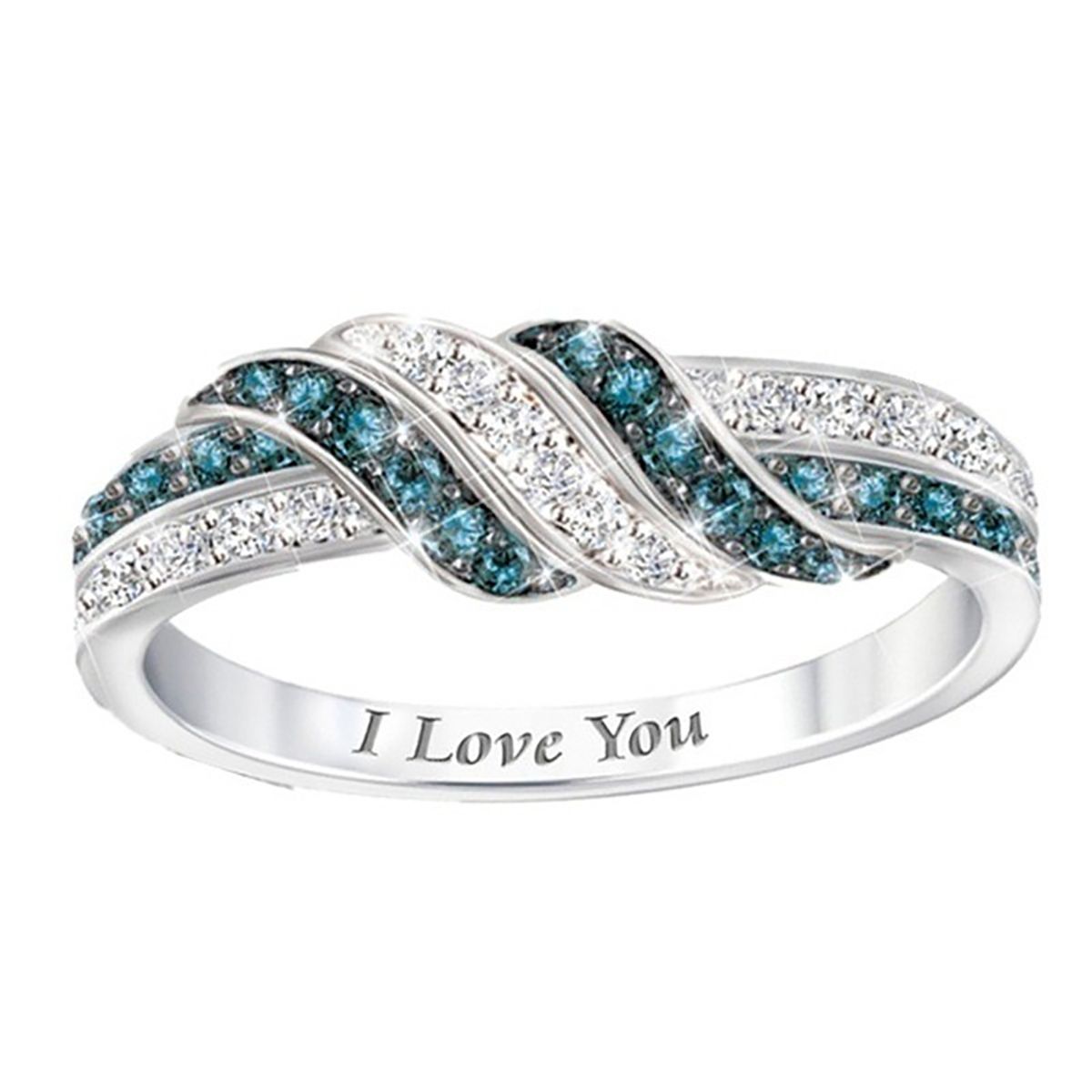 Women Shining Rhinestone Inlaid I Love You Letters Wedding-