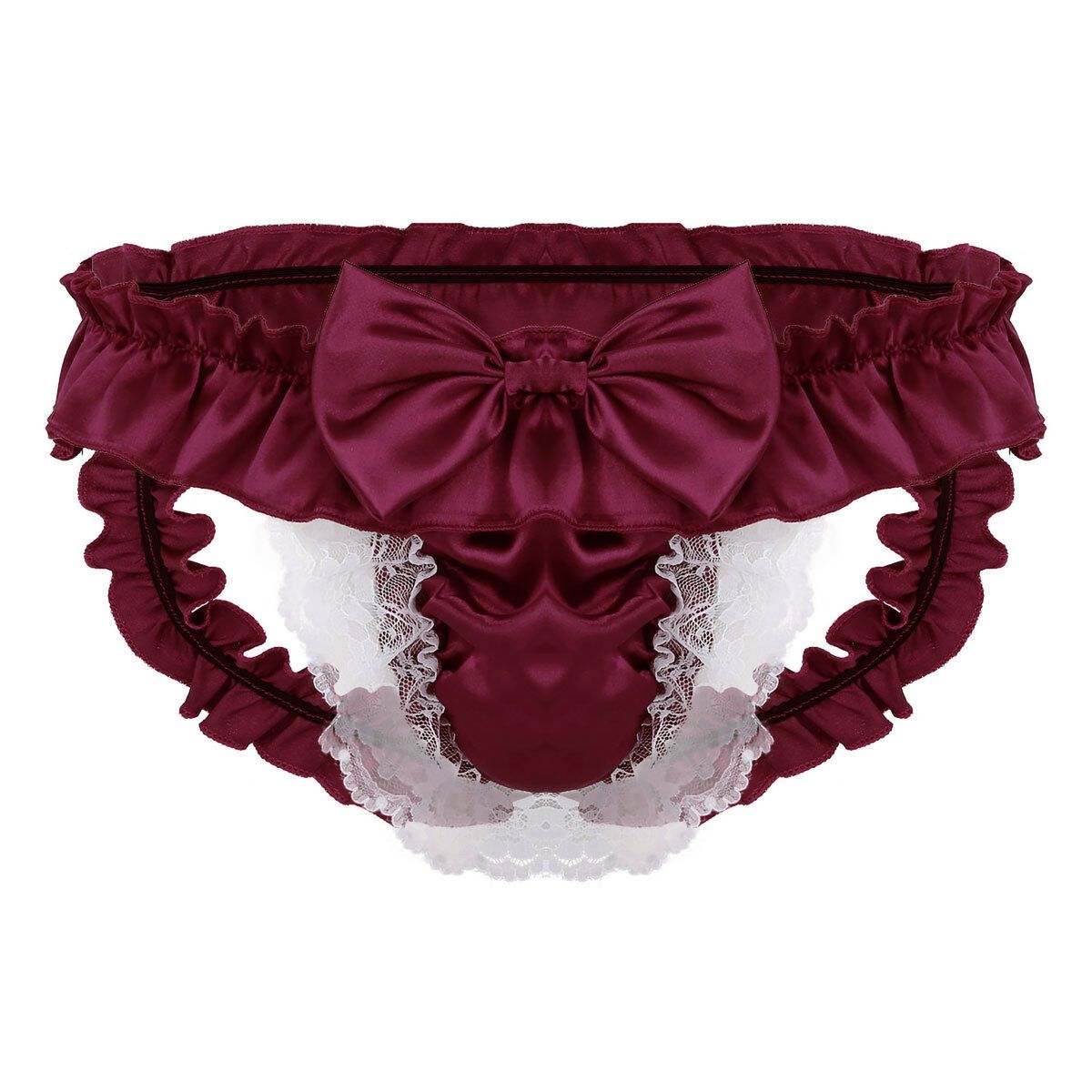 WE-Men Briefs Lace Bow-knot Open Low Sissy G-Strings & S Man Briefs Lace T