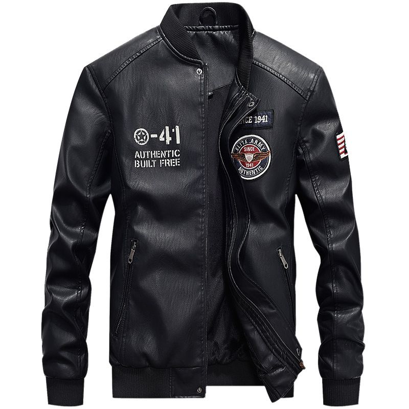 Men's Fashion Bomber PU Leather Jacket Baseball Jackets