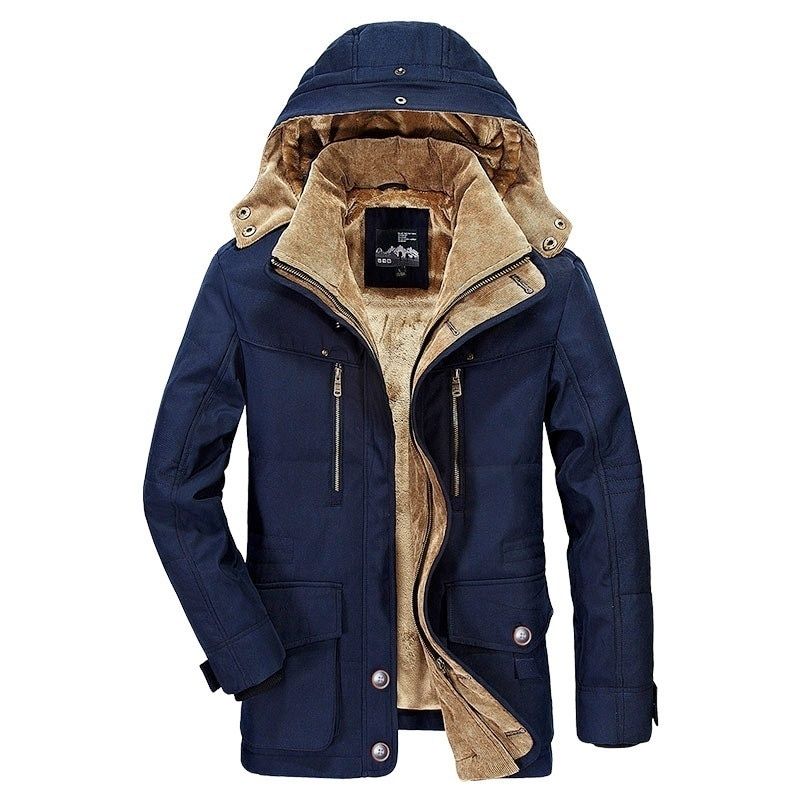 Warm Winter Jacket Men Fleece Hooded Coat Thicken Parkas Men's Jackets Outwear Hat Detachable Coats Man Jaqueta Masculina S-5XL