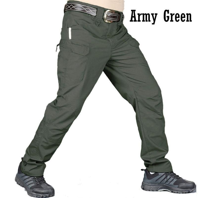 Cargo Pants Men Combat Military Pants Many Pockets Stretch Flexible Man Casual Trousers White