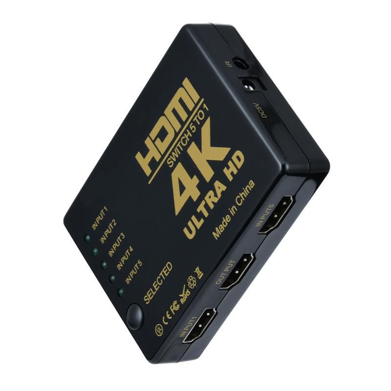 Mini HDMI Switcher 3D 1080p 5 Port 4K HDMI Switch Switcher Selector Splitter With Hub IR Remote FOr HDTV DVD