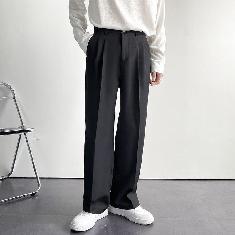 Solid Men's Wide Leg Suit Pants 2022 New Fashion Classic Bay Trousers Korean