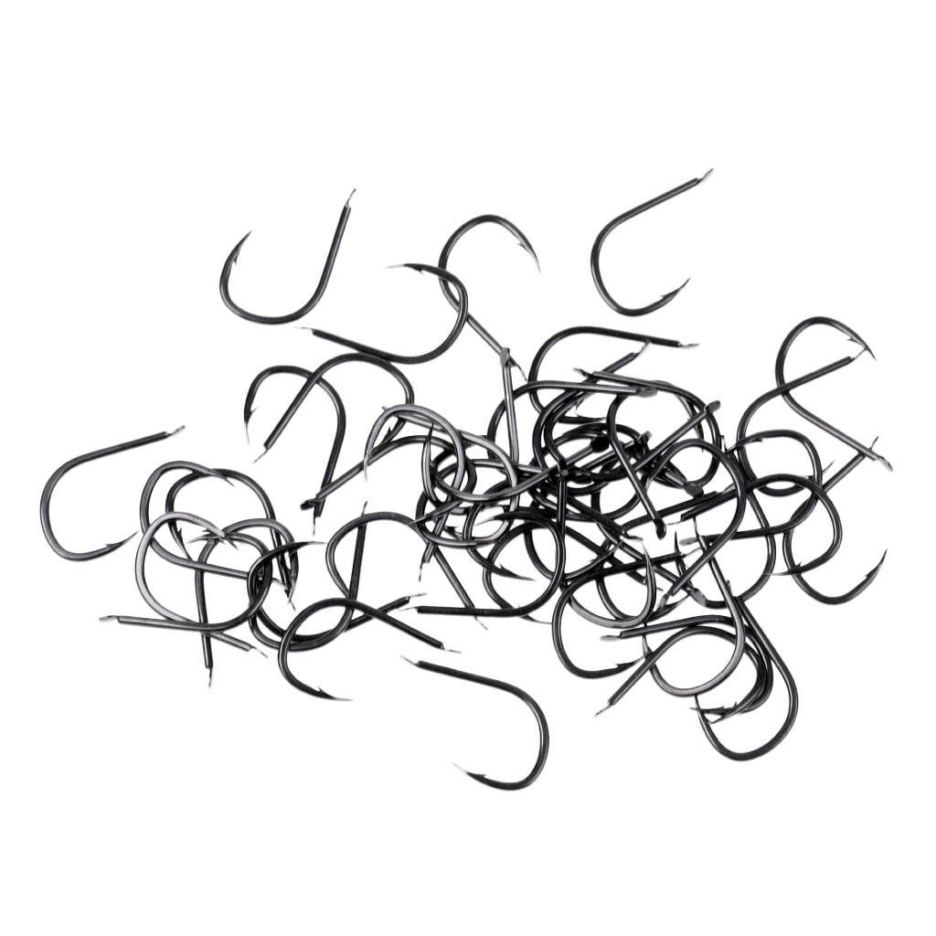 50 Pieces High Carbon Steel  Hooks Barbed Hook Various 10#
