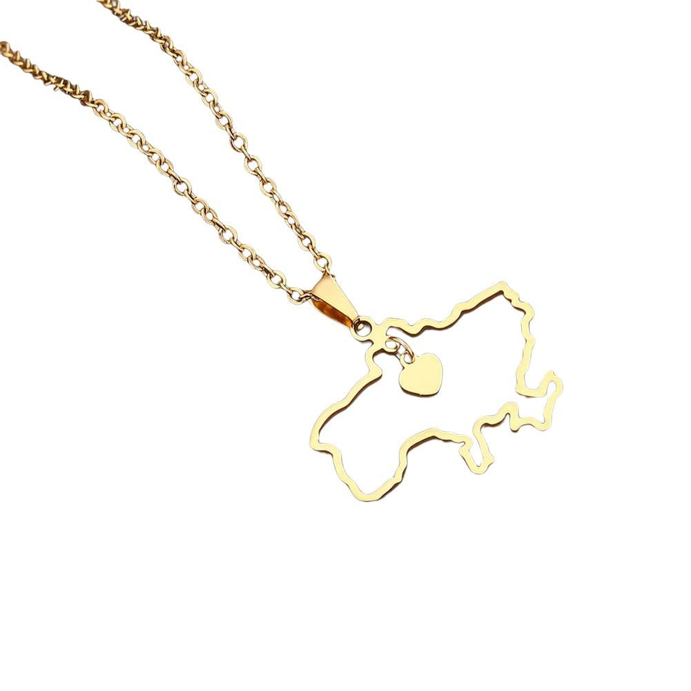 Unisex Metal Necklace Stainless Steel Ukraine Map Pendant