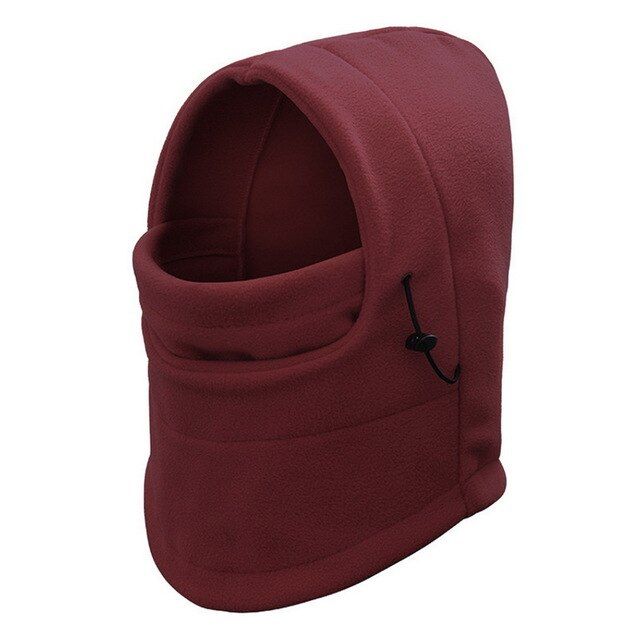 Mask Full Face Mask Fleece Cap Balaclava Neck Warmer Hood Winter Sports Ski Men Women Tactical Mask Men Mask Sun Warm Headgear-Wine Red