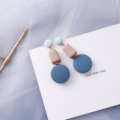 Blue Geometric Acrylic Hollow Drop Earrings