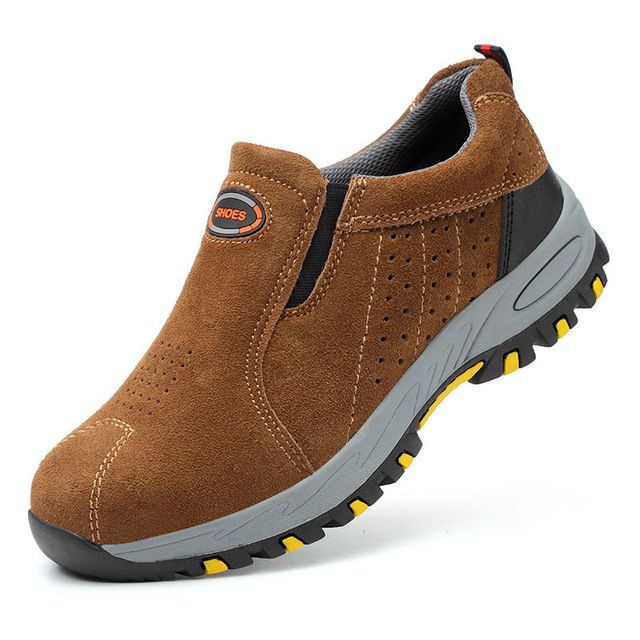 Men's Outdoor Steel Toe Work Boots Shoes Safety Shoes Camel