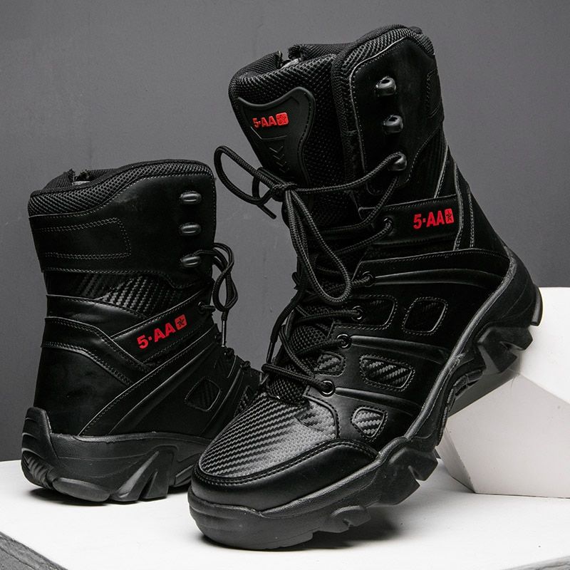Men Ary Boots Quality Special Force Tactical Desert Combat Ankle Boats-Black