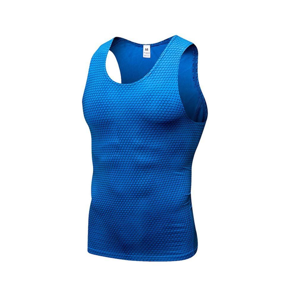 1PC Men's Sports Vest Training Fitness Compression Vest Blue