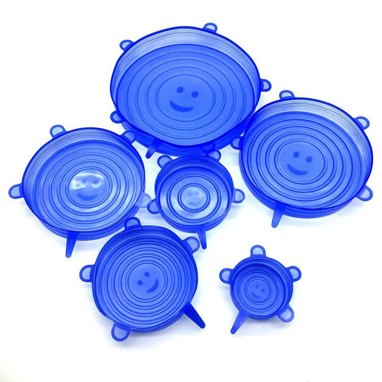 Source manufacturers silicone 6-piece sealed cup lid leak-proof food cling film universal lid silicone preservation lid Pink