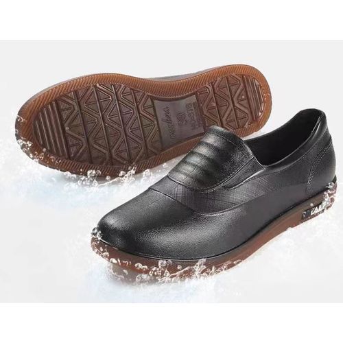 Men's Shallow Rain Boots Slip Waterproof Rubber Shoes-Black