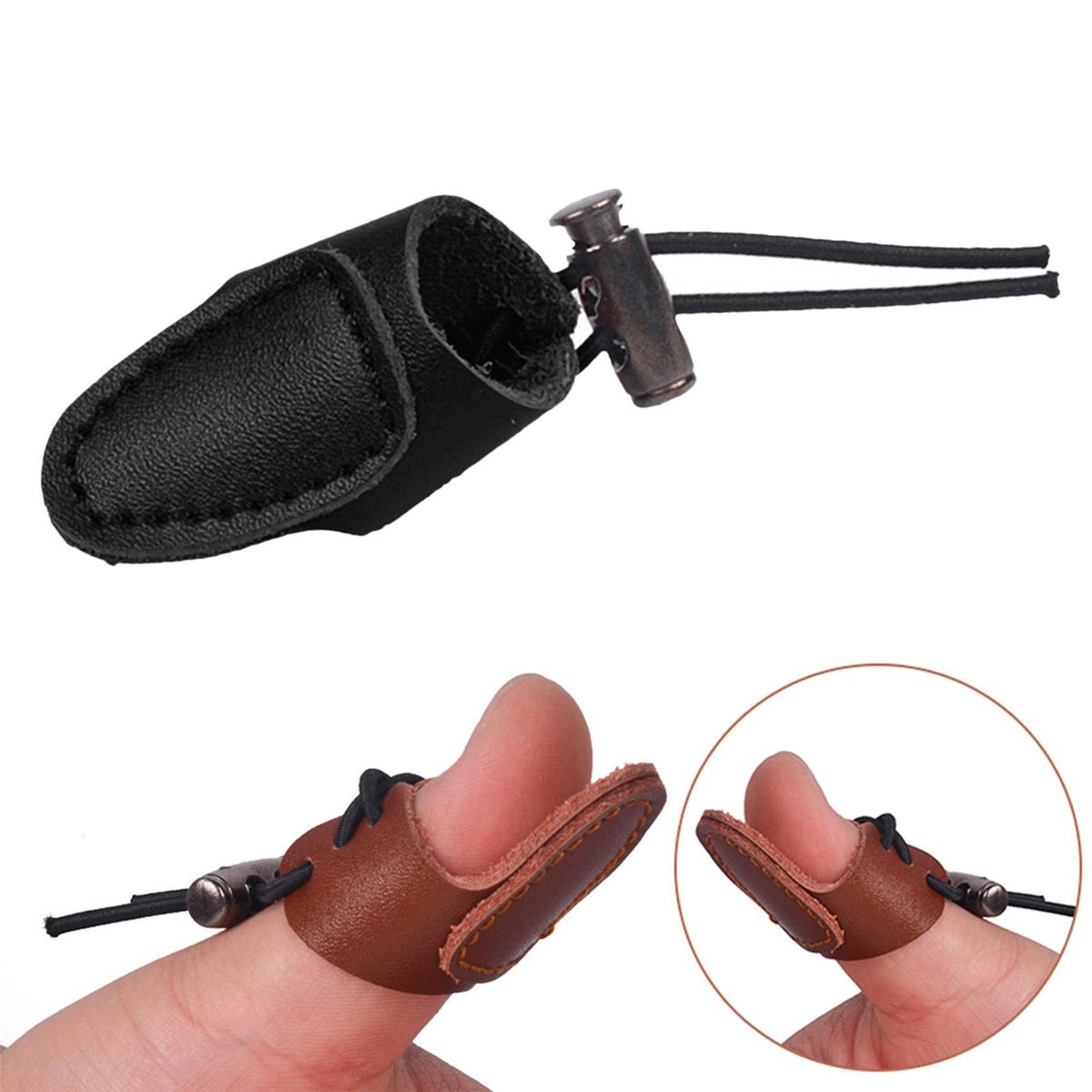 Archery Thumb Ring For Hunting Shooting Longbow Leather Archery Black