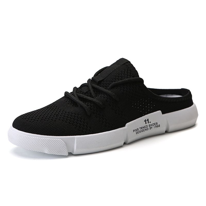 Mens Breathable Mesh Lazy Shoes Half Slippers Casual Canvas Shoes