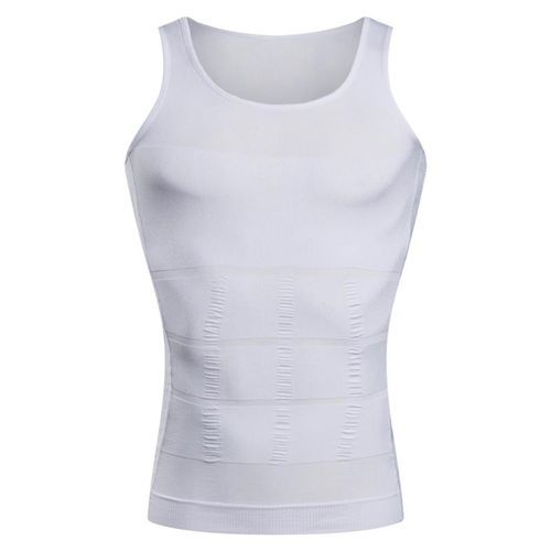 Men Stretchy Firm Tummy Vest Undershirt Slimming White