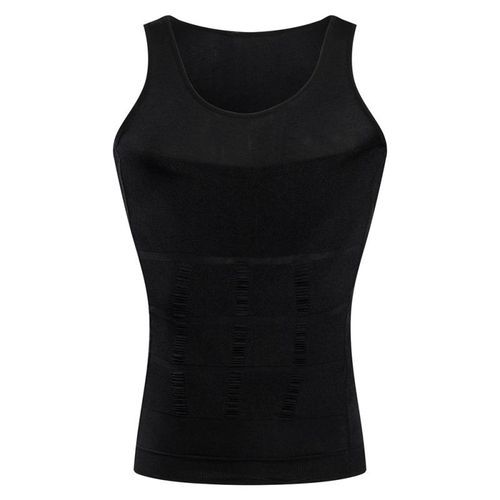 Men Stretchy Firm Tummy Vest Undershirt Slimming Black