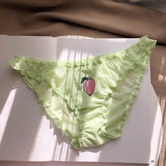 3pcs Women Y Panties Lace Underpants Low-waist Panties Fruit Embroidery Perspective Briefs