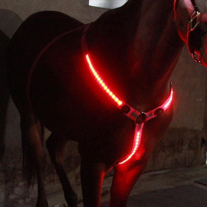 LED Horse Breastplate Collar Halter Horse Riding In Night-Highly Pink