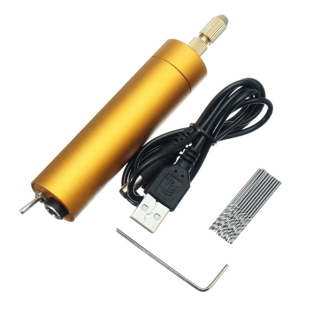5V DC Mini Aluminum Electric Motor Hand Drill + 10Pcs Twist