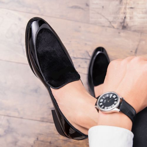 Mens Dress Italian Office Leather Luxury Wedding Shoes-Black