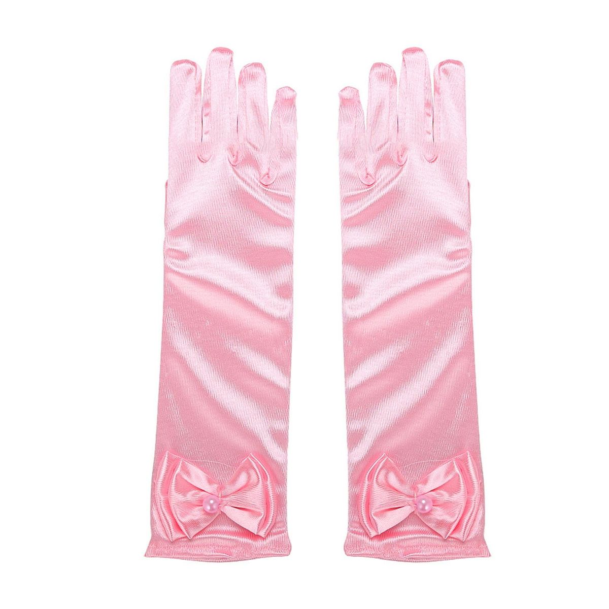 Princess Dress Gloves Princess Style Satin Flower Girls Gloves Elegant Pink