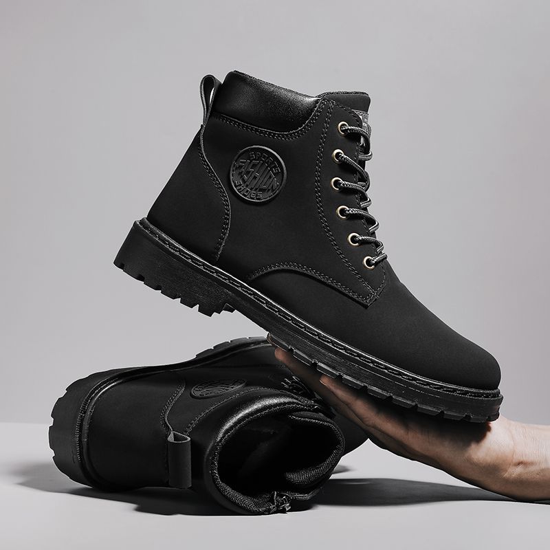 New Arrival Retro Chelsea Boots Men's Shoes EUR Size 39-46 Luxury Quality Handmade Leather Martin Boots Male High-top Shoes Fashion Motorcycle Ankle Boots Lace Up Winter Casual Shoes Black