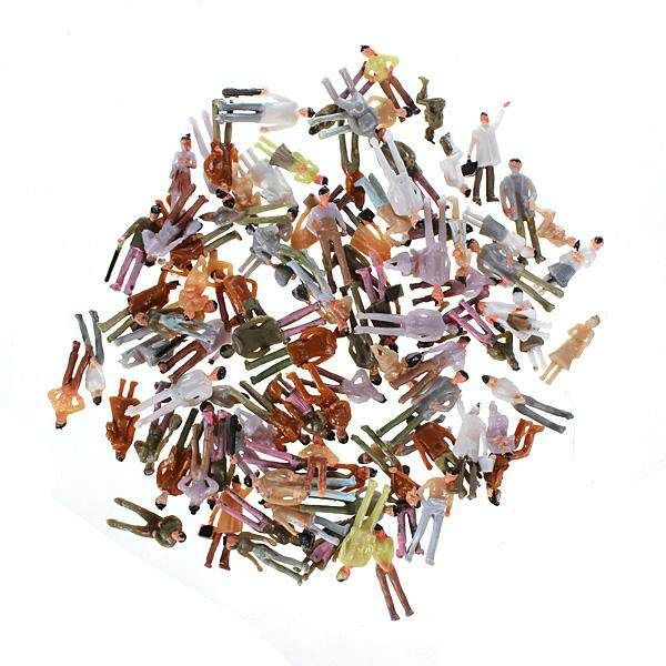 100pcs OO Scale 1:75 Mixed Painted Figure People Models Train Street Passenger