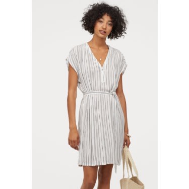 V-neck Dress With Tie Belt