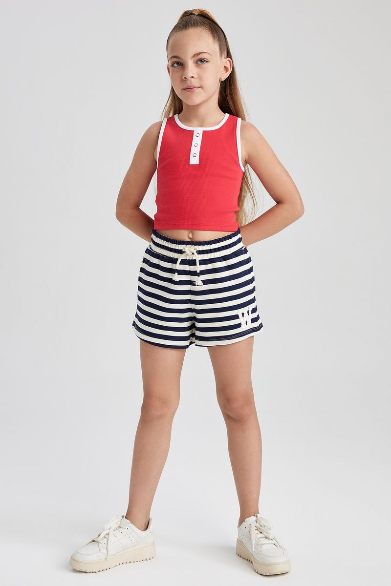 Girl Casual Knitted Short - Navy