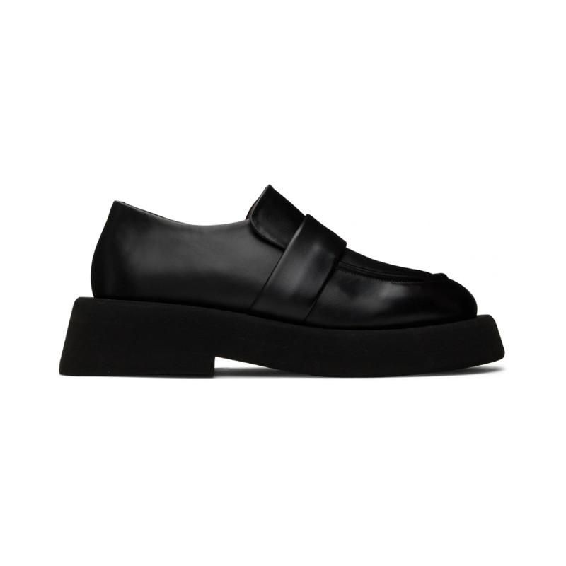 black Orange Black Genuine Leather Slip-On Flat Loafers Shoes Men